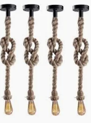 Rope hanging ceiling 4 lights 